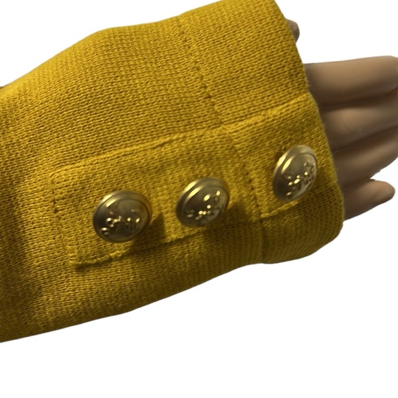 525 America Mustard Yellow Knit 2 Button Blazer Jacket with Pockets Womens Large - Picture 6 of 15